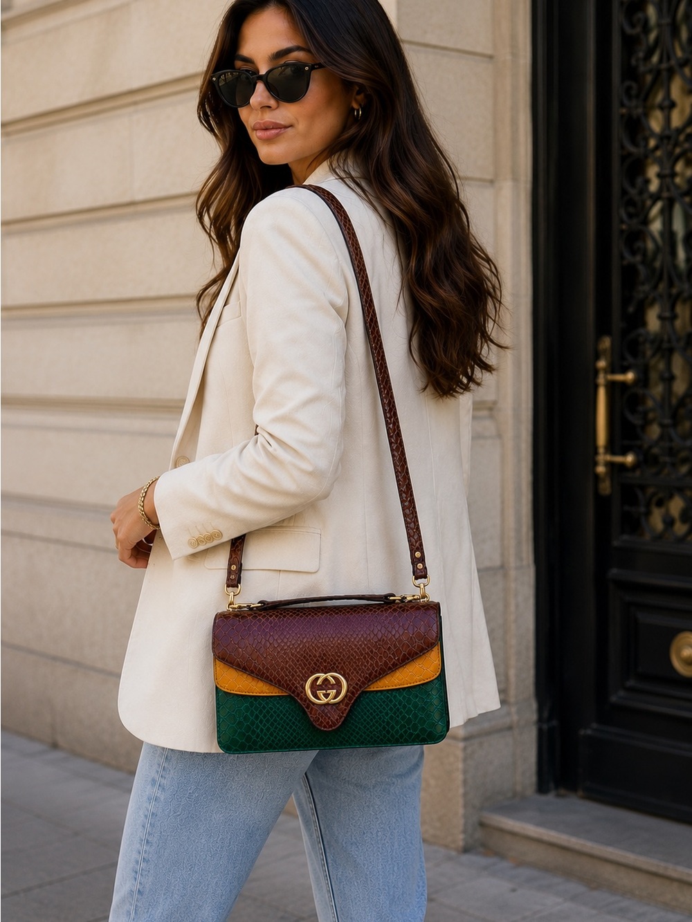 Gucci Zumi Multicolor Python Shoulder Bag - Picture 2 of 14